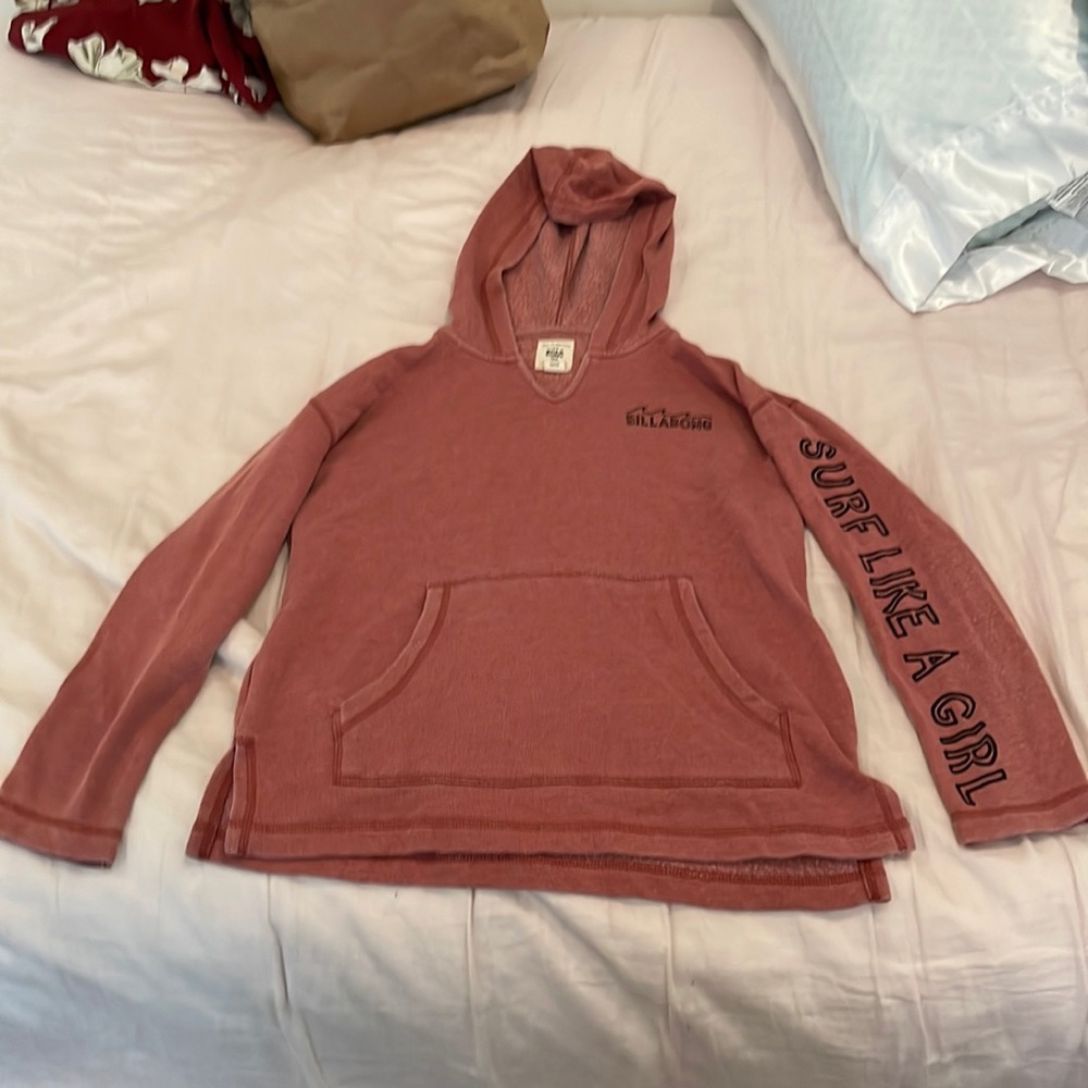 Billabong, size large hooded long sleeve sweatshirt with pocket surf like a girl